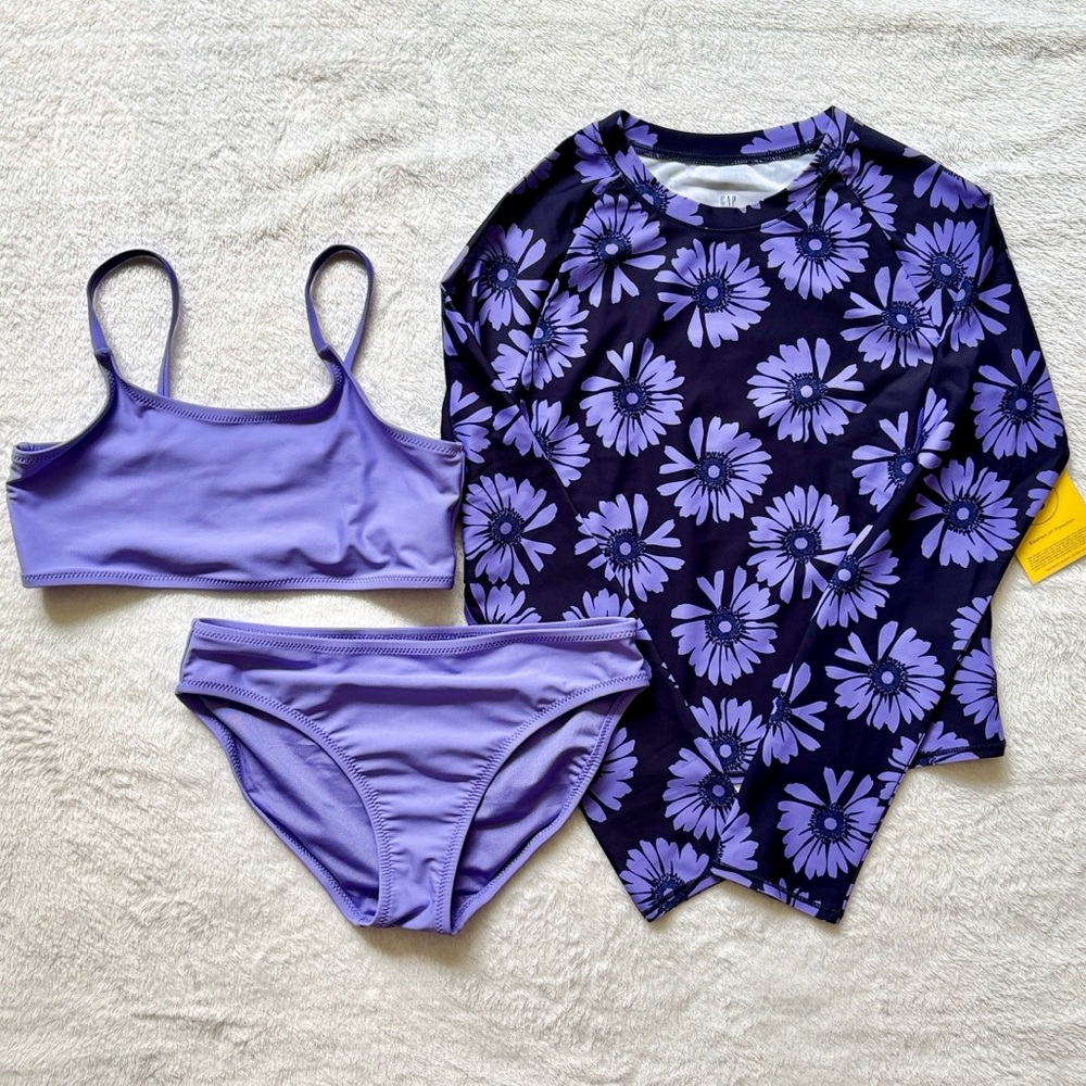 GAP Kids 3-Piece Swim Set in Purple Floral